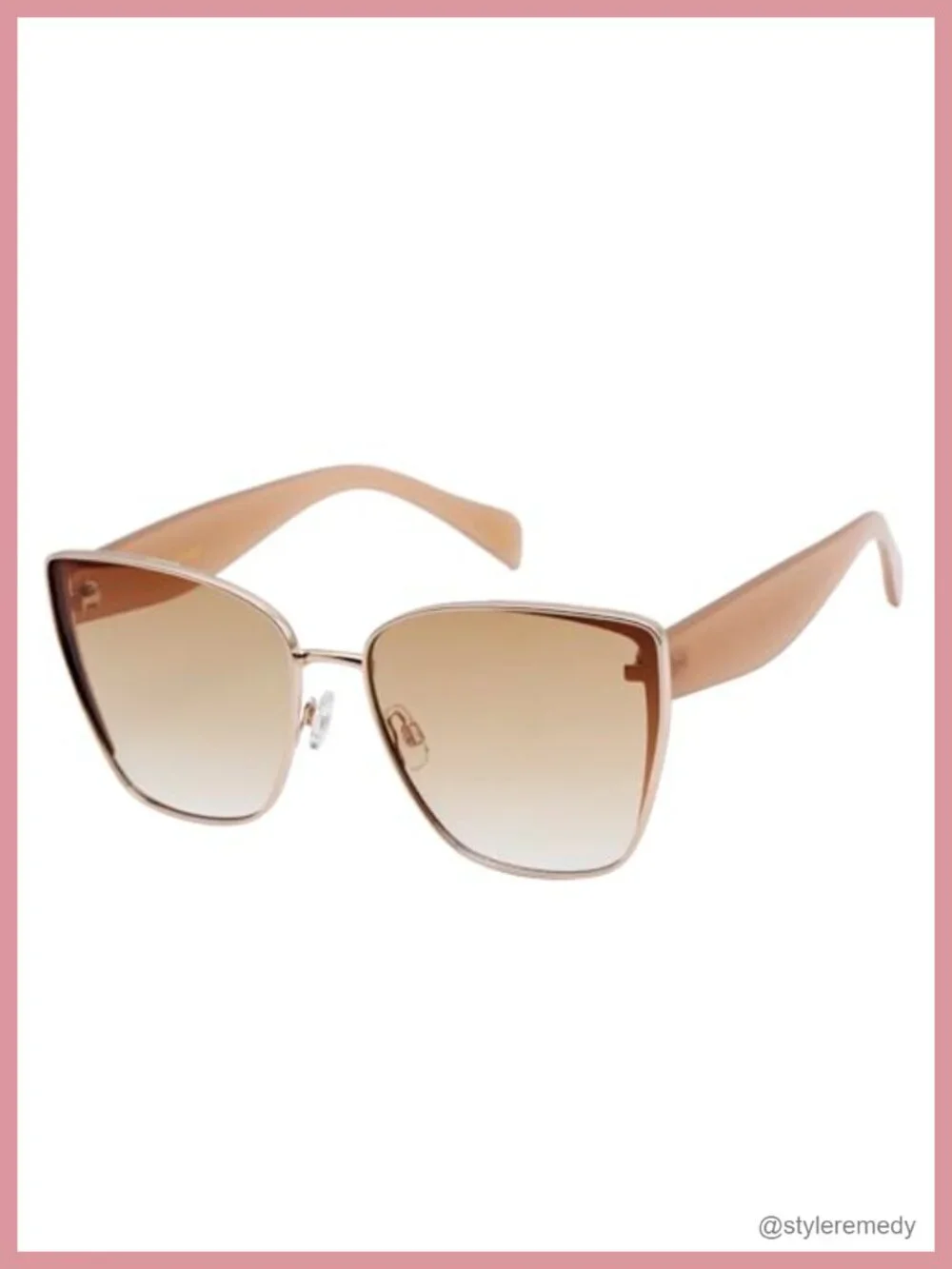 Oversized Cat-Eye Sunglasses Metal Square Frame UV400